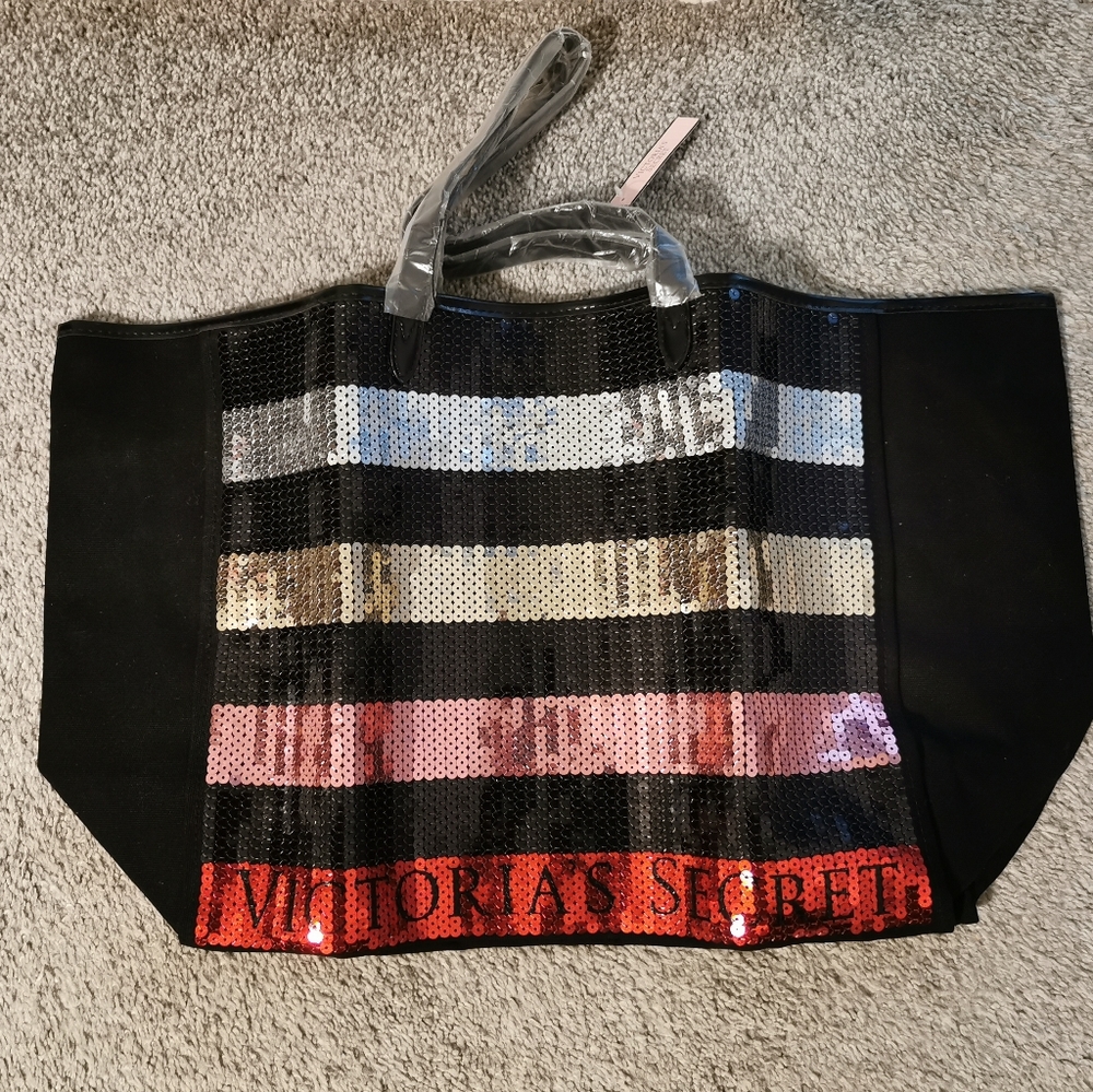 Victoria's Secret sequined Black Pink large tote bag